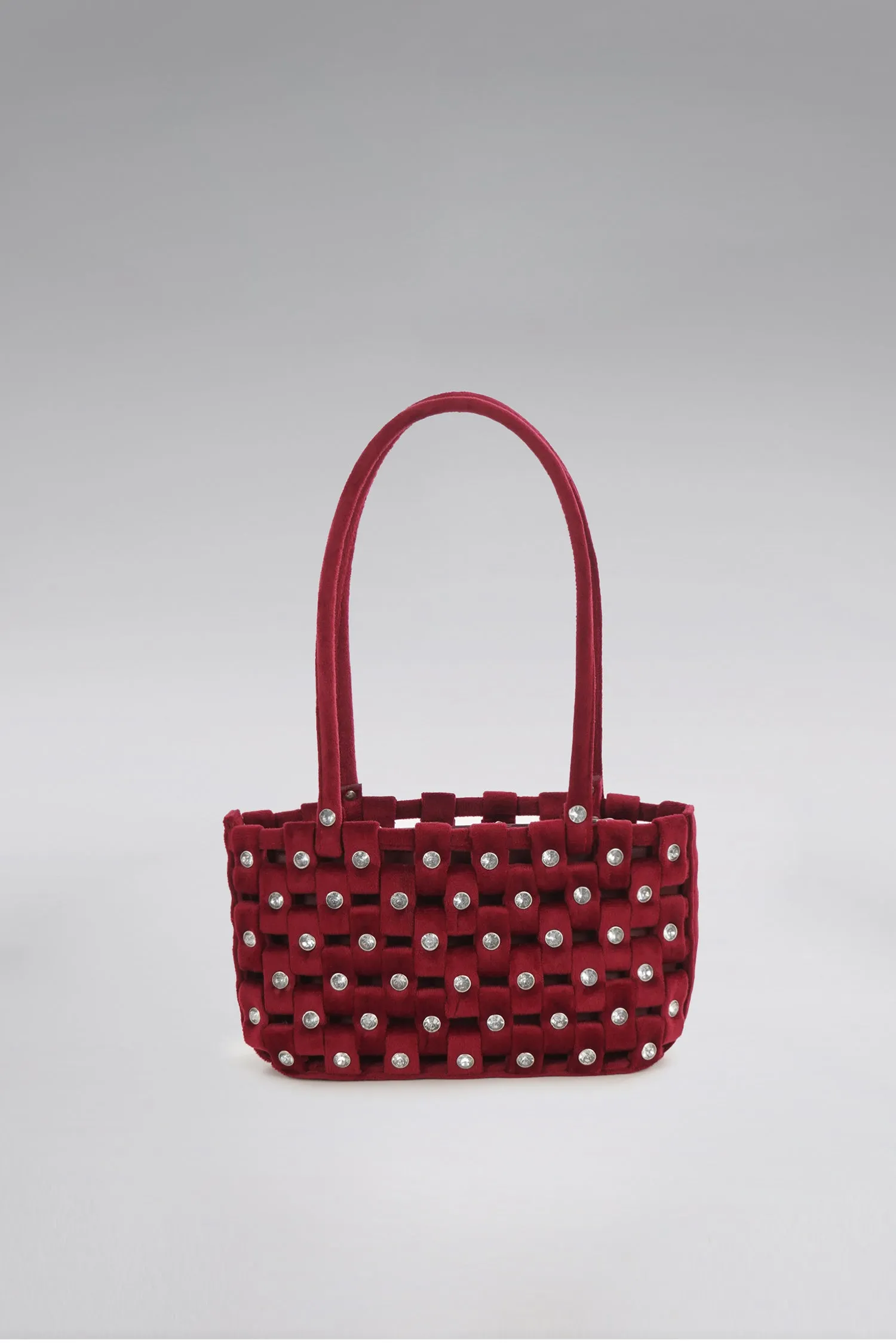 Small Weave Velvet Tote Bag