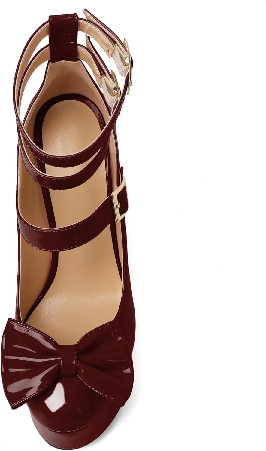 Soireelady Women's Platform Chunky Heels, Round Toe Mary Jane Pumps, Block High Heels with Ankle Strap, Dressy Shoes for Party, Wedding, Evening Sexy