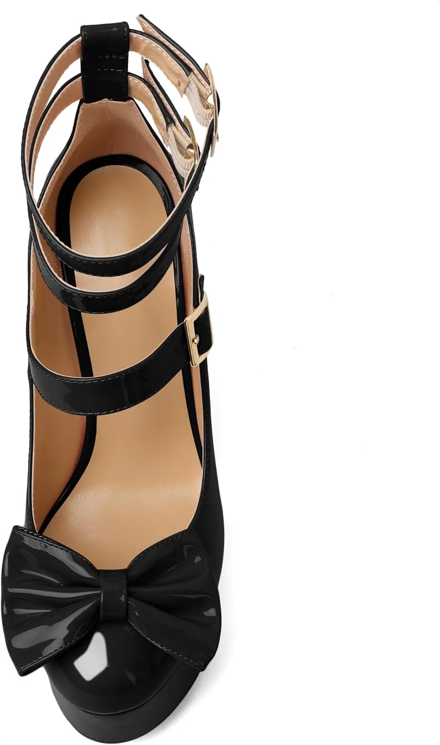 Soireelady Women's Platform Chunky Heels, Round Toe Mary Jane Pumps, Block High Heels with Ankle Strap, Dressy Shoes for Party, Wedding, Evening Sexy