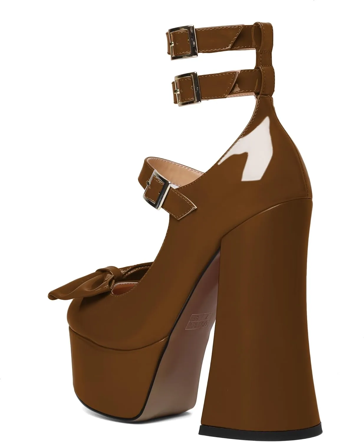 Soireelady Women's Platform Chunky Heels, Round Toe Mary Jane Pumps, Block High Heels with Ankle Strap, Dressy Shoes for Party, Wedding, Evening Sexy