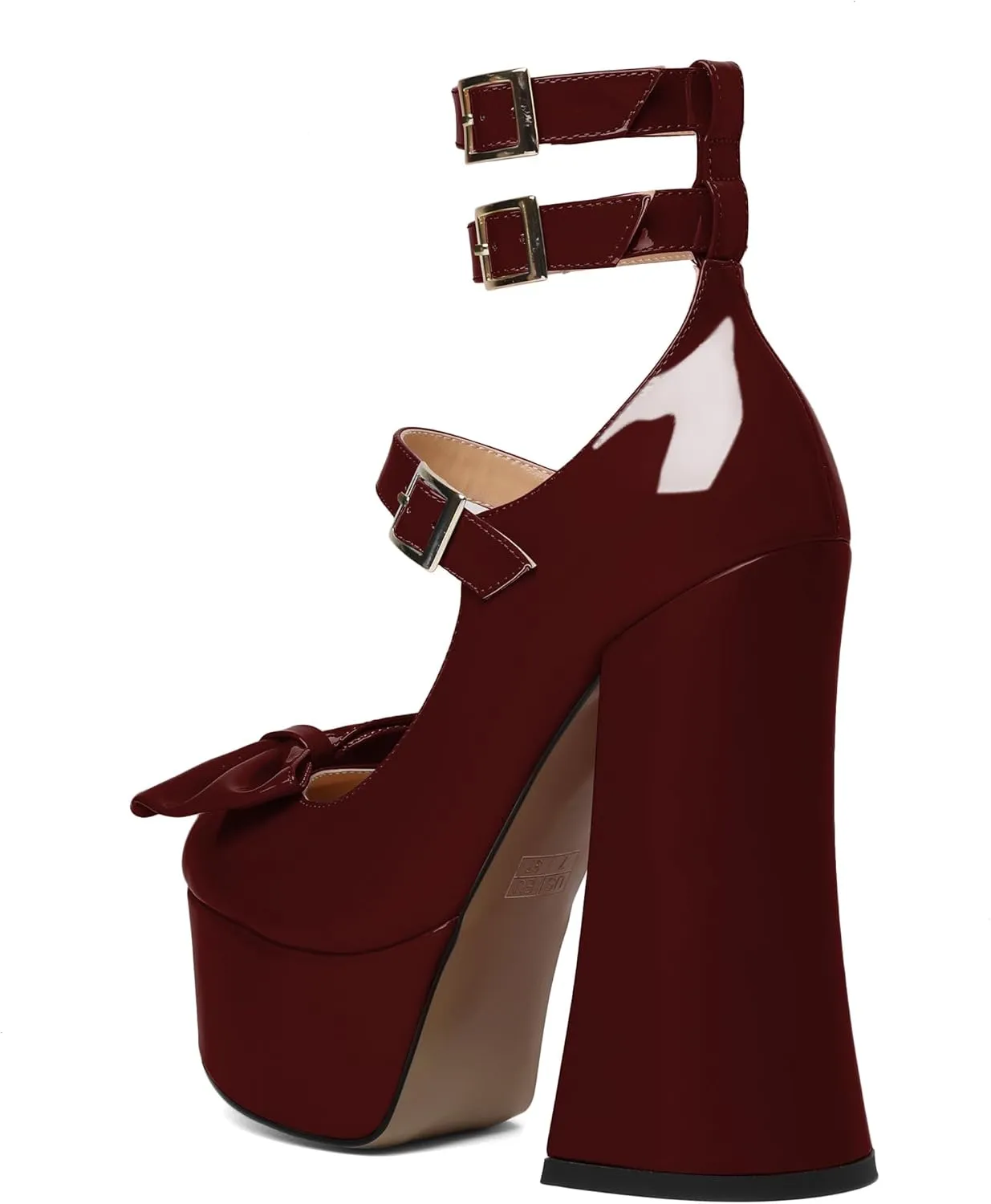 Soireelady Women's Platform Chunky Heels, Round Toe Mary Jane Pumps, Block High Heels with Ankle Strap, Dressy Shoes for Party, Wedding, Evening Sexy