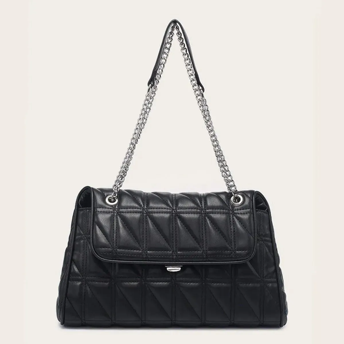 Solid Color Quilted Chain Strap Shoulder Bag