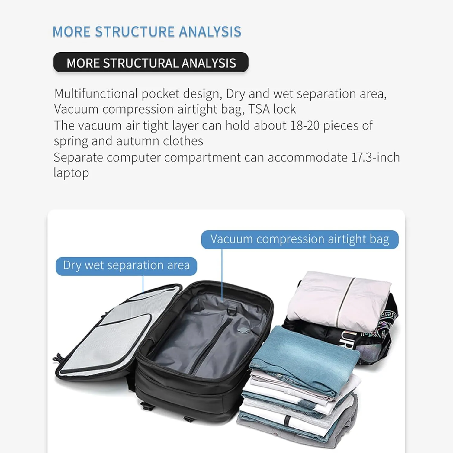 Space Vac Backpack, Spacevac Vacuum Compression Backpack,Expandable Waterproof Multifunctional Travel Password TSA Lock Bag (Black-with Air Pump)
