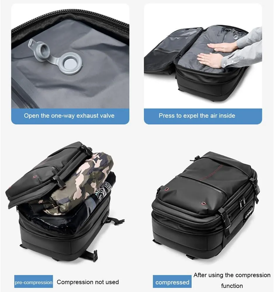 Spacevacpro Backpack, Expandable Multifunctional Large Capacity, Travel Backpack With Vacuum Water Resistant (Black)