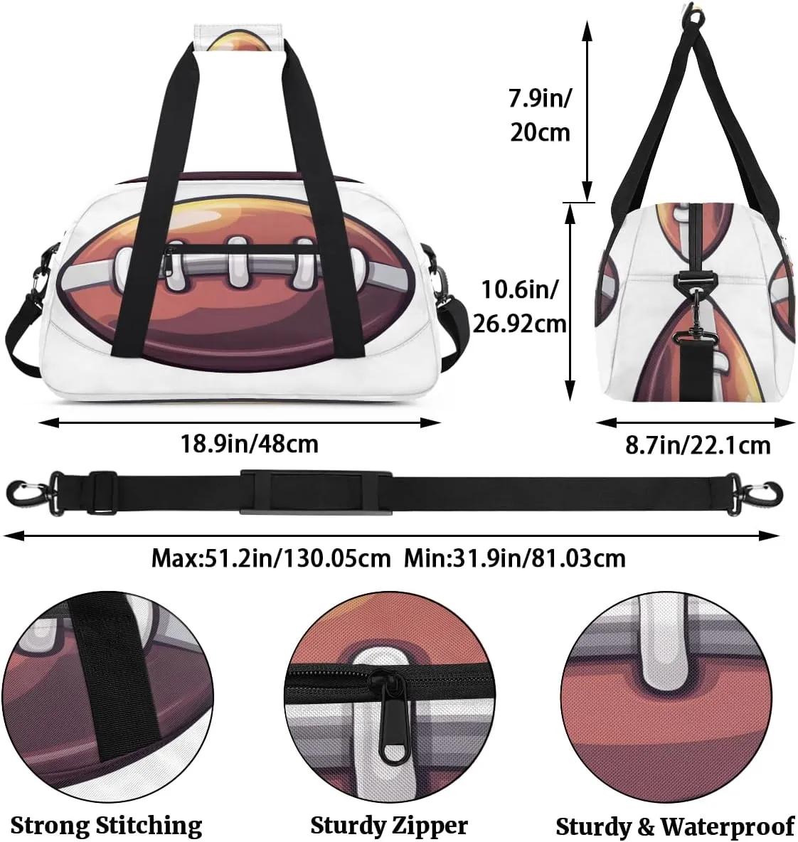 Sport Balls Kids Overnighter Duffel Bags for Boys, Carry-On Size Sports Gym Bag with Front Zipper Pocket for School Practice or Overnight Travel Weekender Sleepover Tote Bag