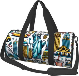 Sports Duffel Bag Tourist-Travel-Usa-New-York Foldable Travel Tote Bag Weekender Sleepover Carry On Bag