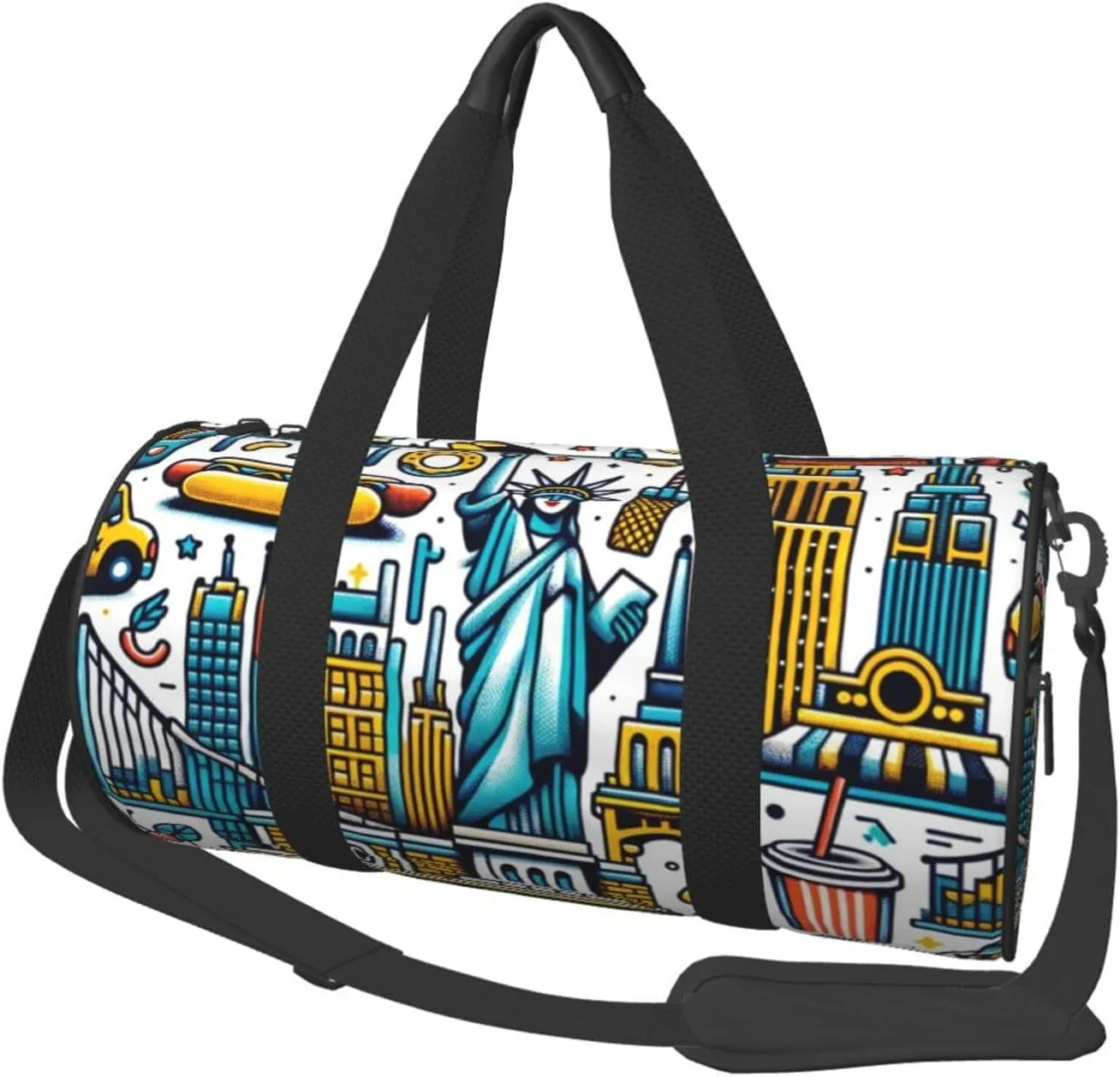 Sports Duffel Bag Tourist-Travel-Usa-New-York Foldable Travel Tote Bag Weekender Sleepover Carry On Bag