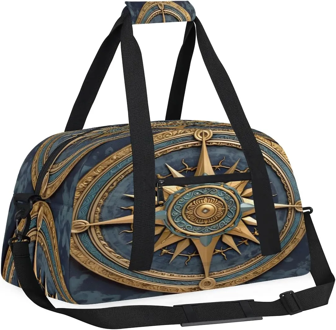 Sports Duffle Bags Travel Duffle Bag Gym Bag Nautical Compass Weekender Travel Bag Waterproof Overnight Bag Carry On Travel Tote Bag Dance Bags