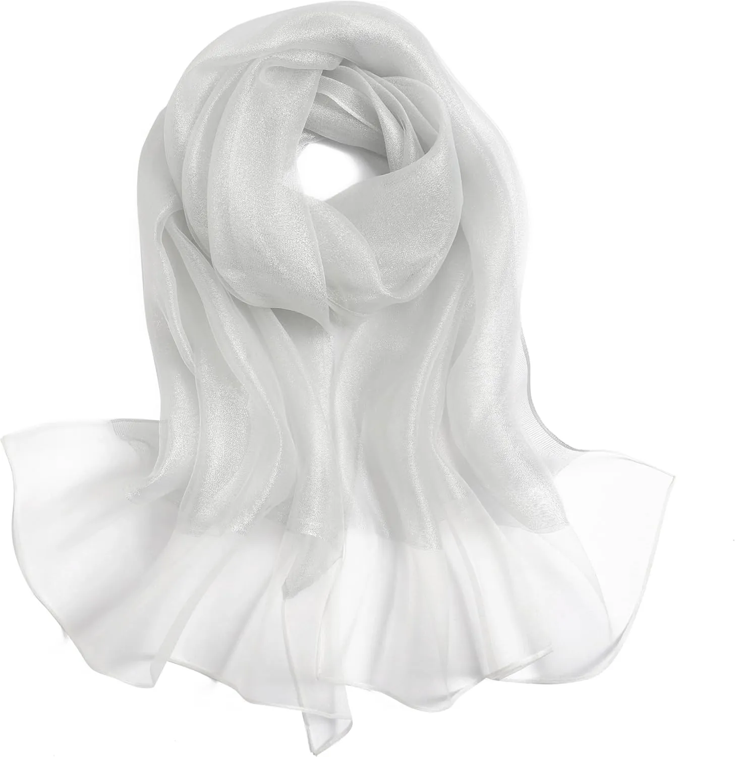 STARWHISPER Women's Sparkle Silk Scarf Shawl Wrap for Evening Dress Wedding Party Double layer