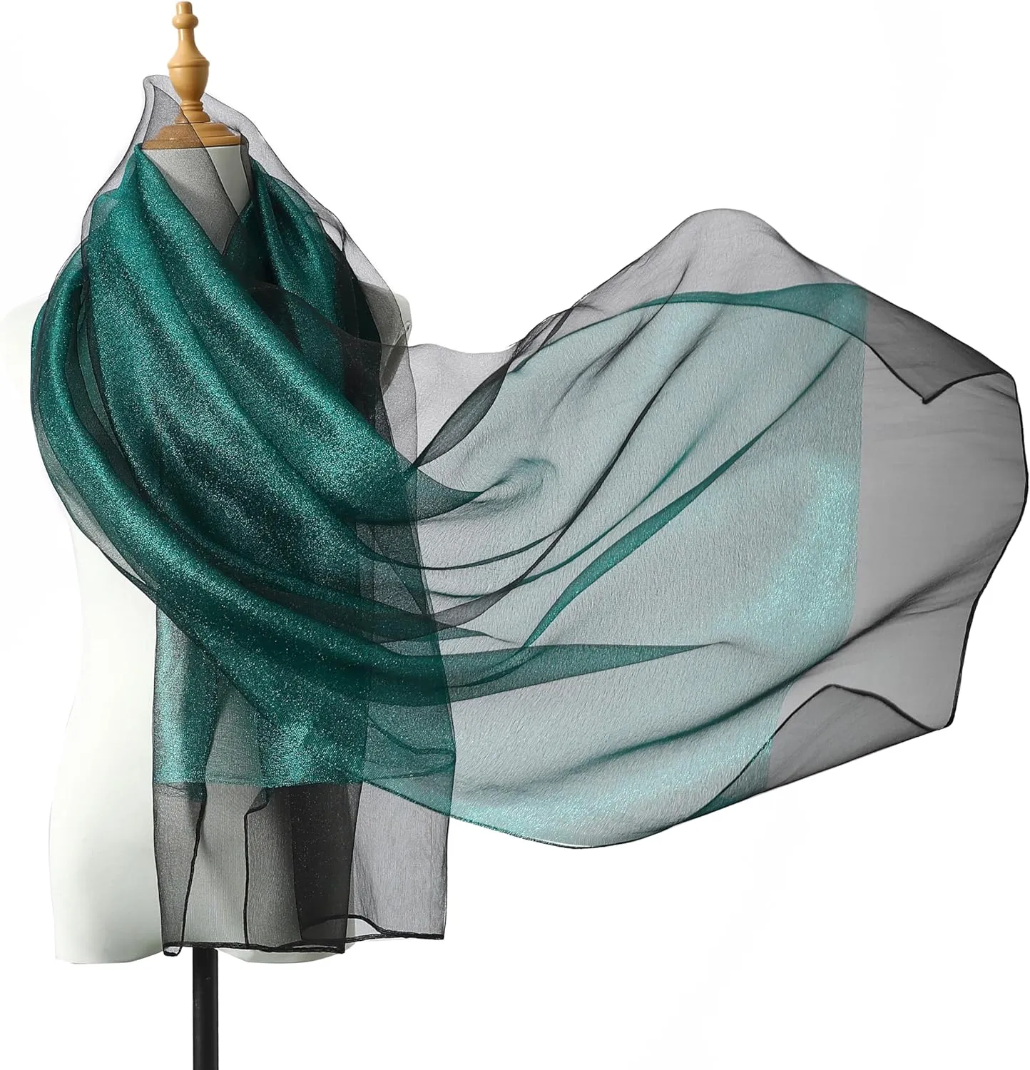 STARWHISPER Women's Sparkle Silk Scarf Shawl Wrap for Evening Dress Wedding Party Double layer