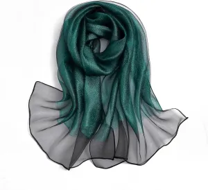 STARWHISPER Women's Sparkle Silk Scarf Shawl Wrap for Evening Dress Wedding Party Double layer