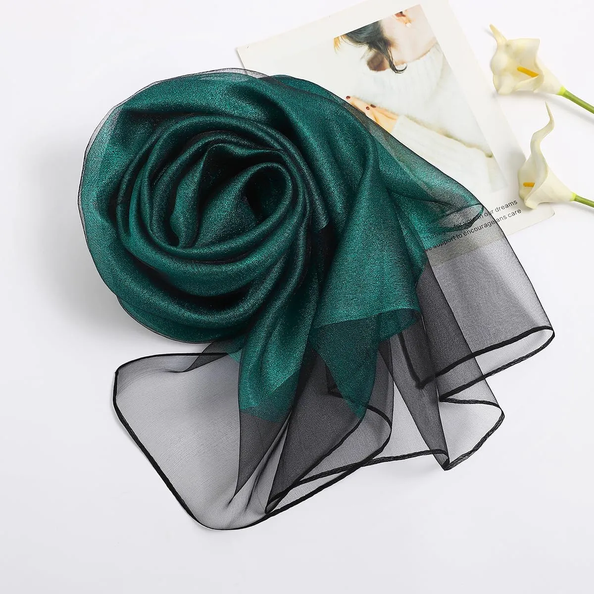 STARWHISPER Women's Sparkle Silk Scarf Shawl Wrap for Evening Dress Wedding Party Double layer