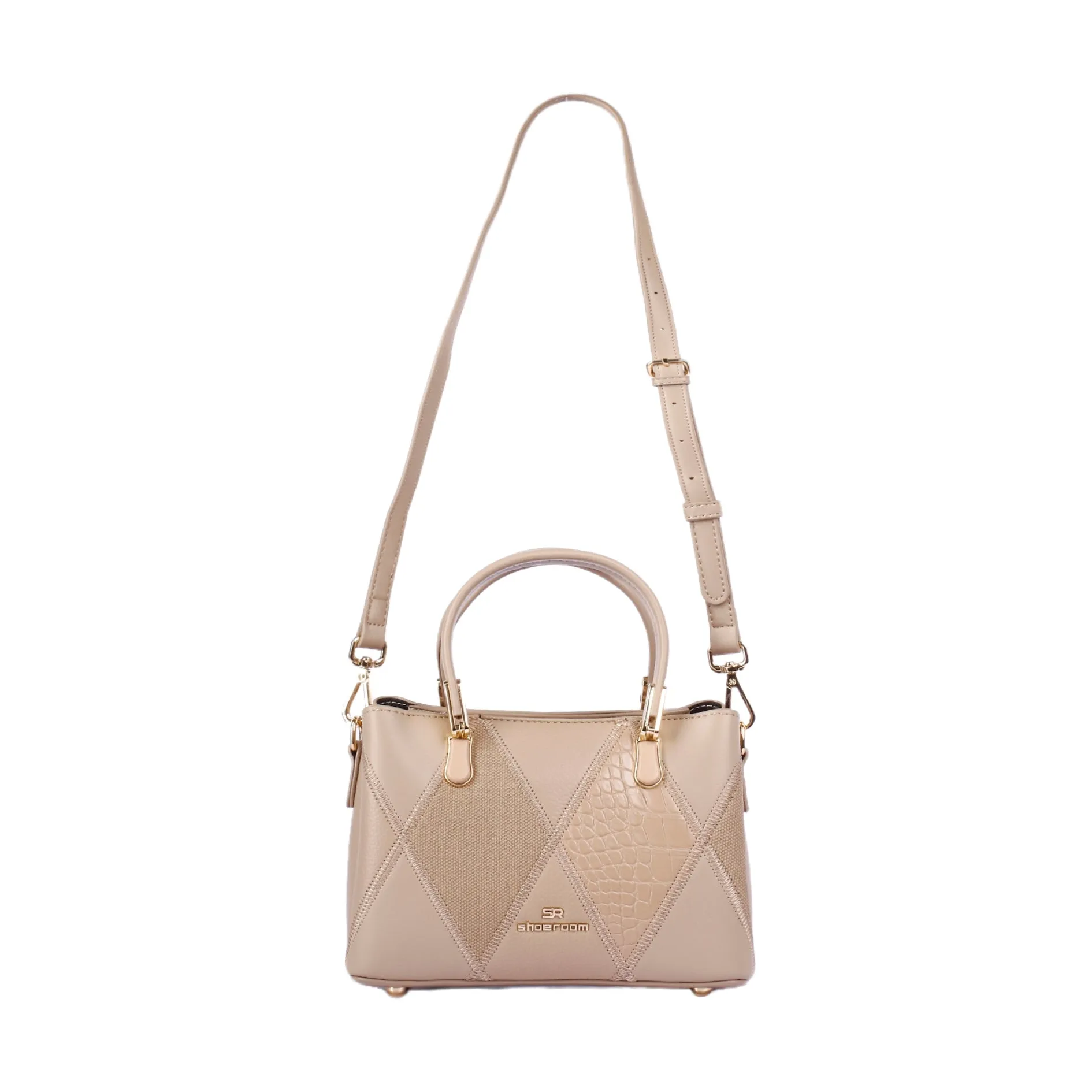 Stitched Leather Handbag with Extra Handle