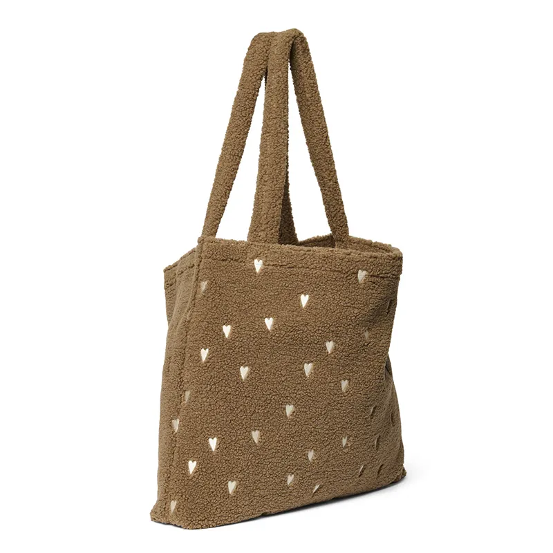 Studio Noos Tote Bag Teddy 'Hearts' Brown