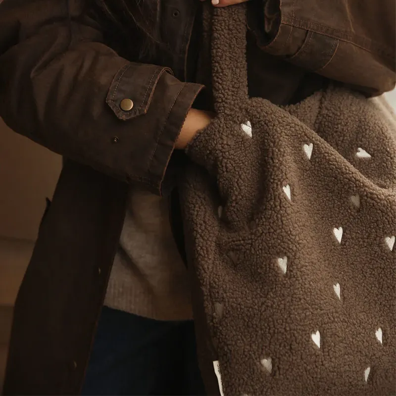 Studio Noos Tote Bag Teddy 'Hearts' Brown