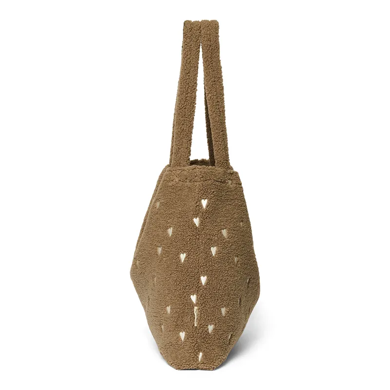 Studio Noos Tote Bag Teddy 'Hearts' Brown