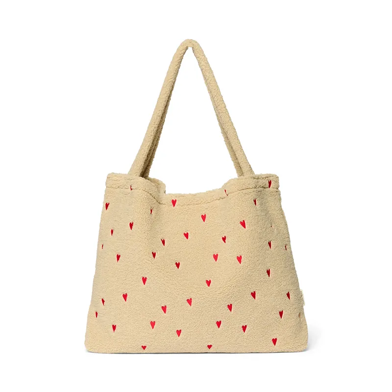 Studio Noos Tote Bag Teddy 'Hearts' Ecru