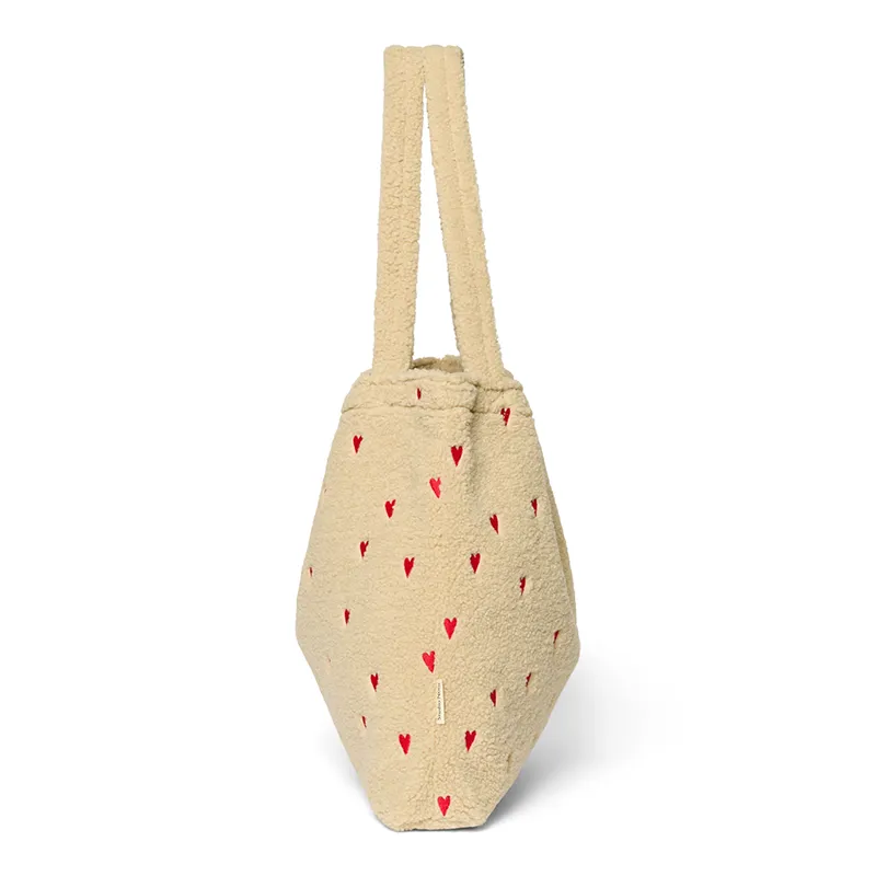 Studio Noos Tote Bag Teddy 'Hearts' Ecru