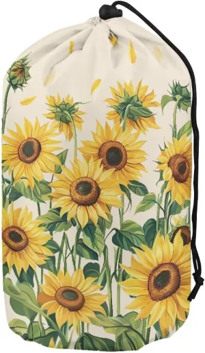 Stuff Bag Sunflower Pattern Draw String Bag Waterproof Sleeping Bag Storage Sack for Travel Camping Hiking Outdoor Set of 3