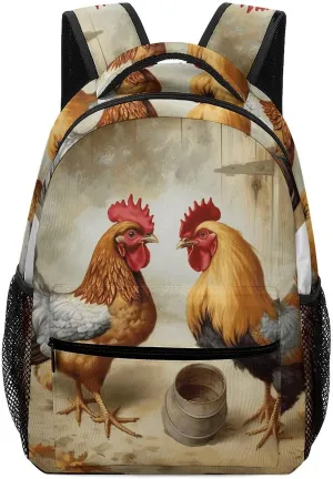 Stylish Backpack, Chicken And Rooster Print Print Durable Backpack Travel Backpack Hiking Backpack Ergonomic Backpack Comfortable Backpack