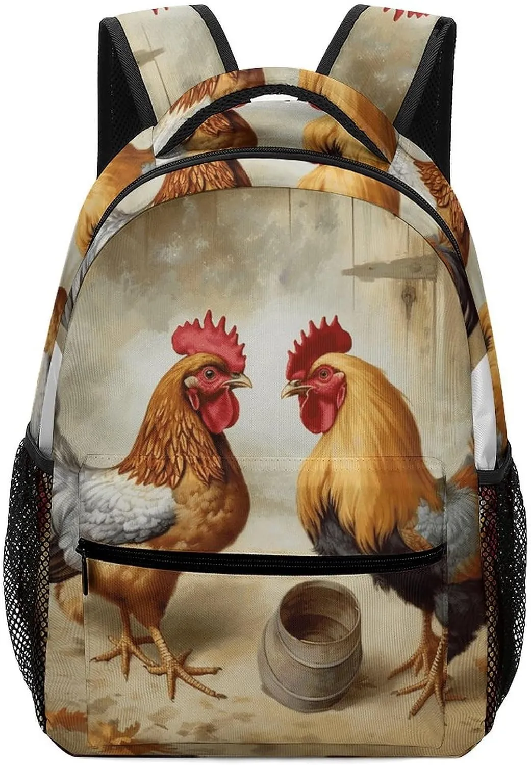 Stylish Backpack, Chicken And Rooster Print Print Durable Backpack Travel Backpack Hiking Backpack Ergonomic Backpack Comfortable Backpack