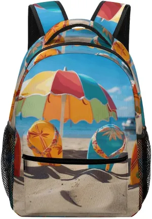 Stylish Backpack, Colorful Flip Flops Beach Ball Print Durable Backpack Travel Backpack Hiking Backpack Ergonomic Backpack Comfortable Backpack