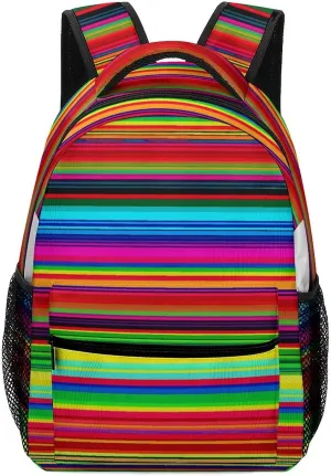 Stylish Backpack, Colorful Mexican Stripes Print Durable Backpack Travel Backpack Hiking Backpack Ergonomic Backpack Comfortable Backpack, Style