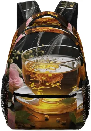 Stylish Backpack, Cup of Tea Print Durable Backpack Travel Backpack Hiking Backpack Ergonomic Backpack Comfortable Backpack