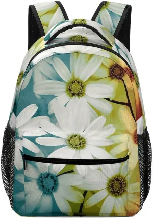 Stylish Backpack, Daisy Flowers in Different Featured Framed Print Durable Backpack Travel Backpack Hiking Backpack Ergonomic Backpack Comfortable Backpack