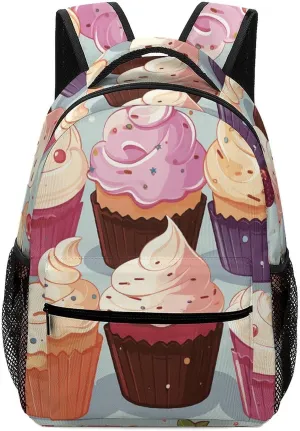 Stylish Backpack, Delicious Cupcakes Print Durable Backpack Travel Backpack Hiking Backpack Ergonomic Backpack Comfortable Backpack