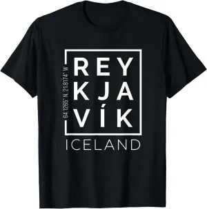 Stylish Reykjavik Iceland City Coordinates Souvenir T-Shirt T-Shirt