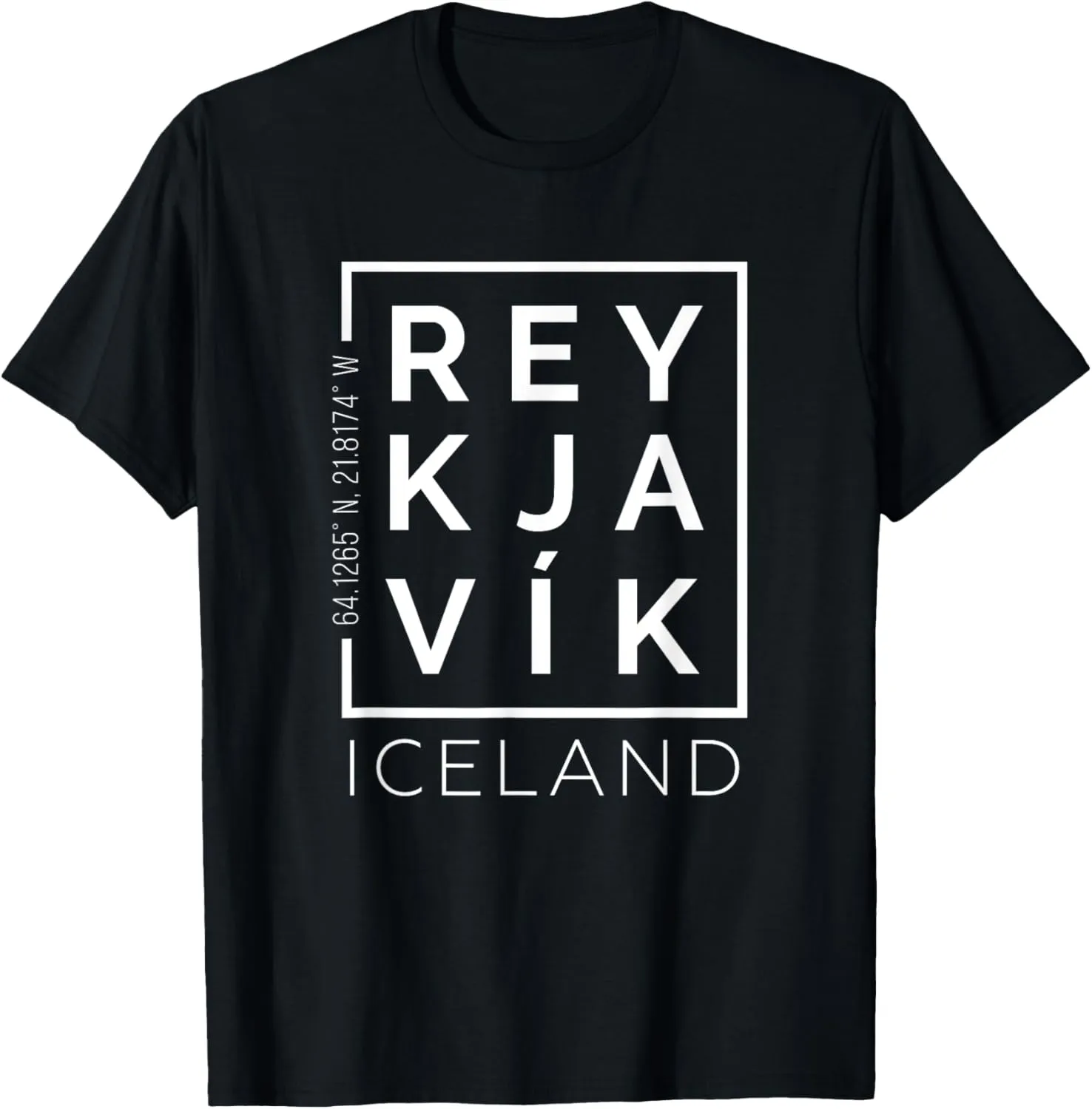 Stylish Reykjavik Iceland City Coordinates Souvenir T-Shirt T-Shirt