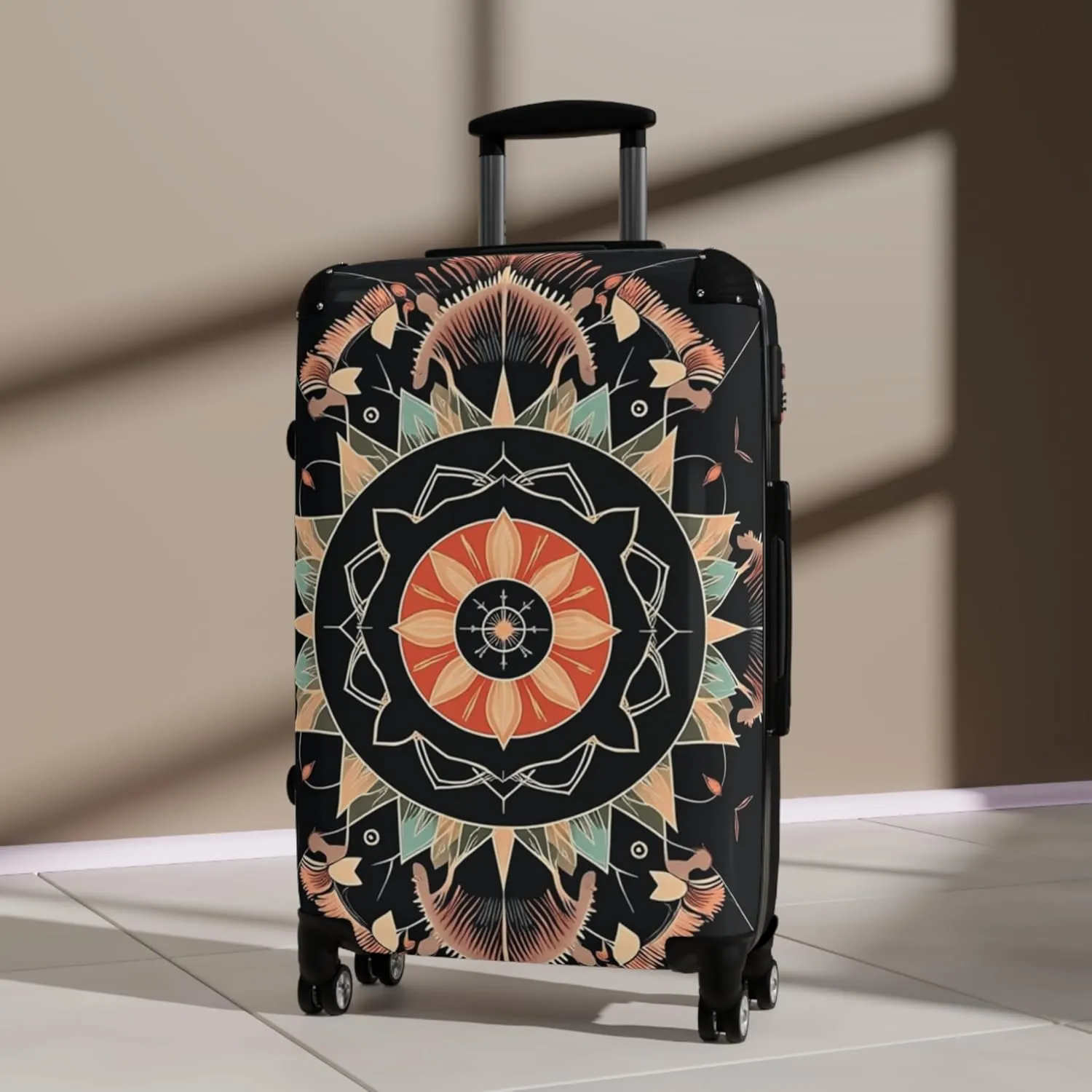 Stylish Travel Suitcase with Mandala Design, Luggage for Adventurers, Vacation, Gift for Travelers, Unique Bag