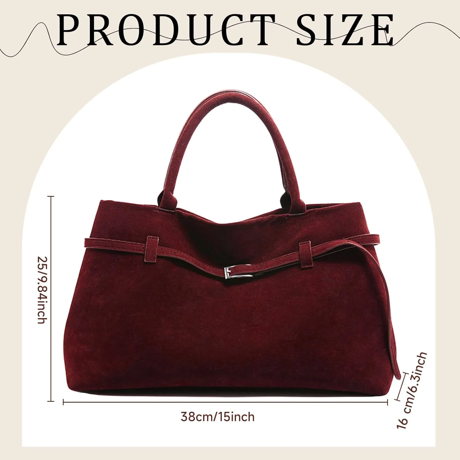 Suede Bags for Women Slouchy Hobo Bag Large Suede Tote Bag Bucket Handbag Retro Purse Vintage Shoulder Satchel Bag