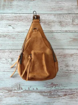 Suede Sling Bags: Brown