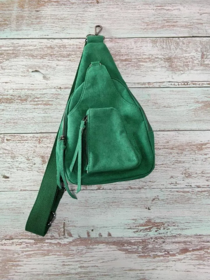 Suede Sling Bags: Brown