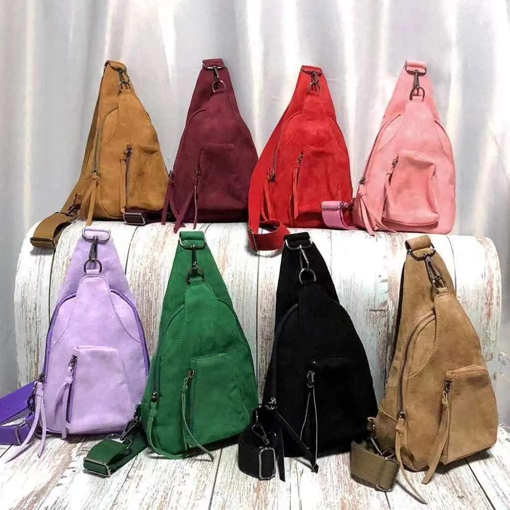 Suede Sling Bags: Red