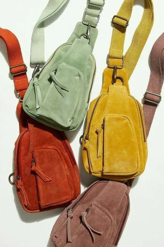 Suede Sling Bags: Red