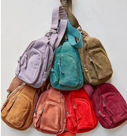 Suede Sling Bags: Red