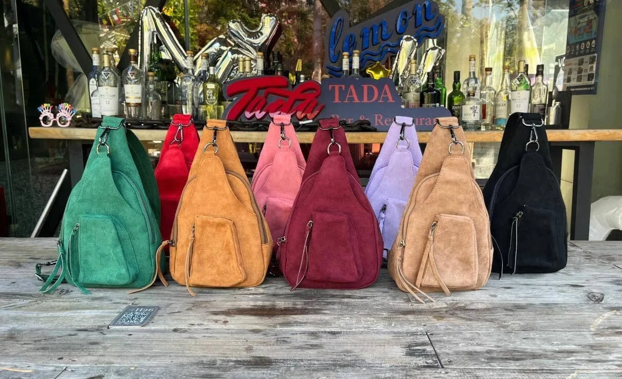 Suede Sling Bags: Red
