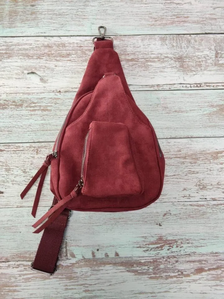 Suede Sling Bags: Red