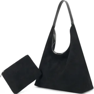 Suede Tote Bag for Women, Super Soft Slouchy Hobo Bags, Large Capacity Work Handbags, Vintage Brown Suede Bags