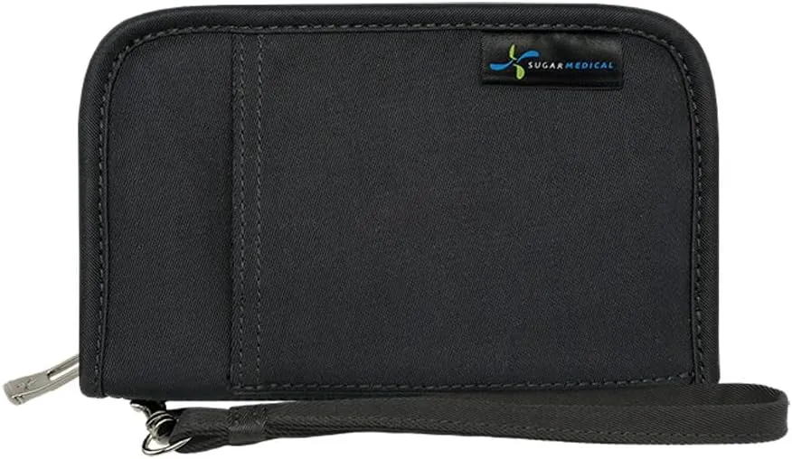 Sugar Medical Diabetes Supply Case | Medical Supplies Travel Bag | Glucose Meter Organizer | Diabetic Care Products | Glucometer Kit (Jet Black)