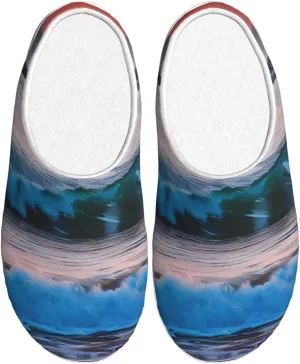 Sunset and Sunrise with Ocean Sea Waves Print Spring travel slippers Unisex Shoes Anti Pilling Washable Cozy Stylish Footwear