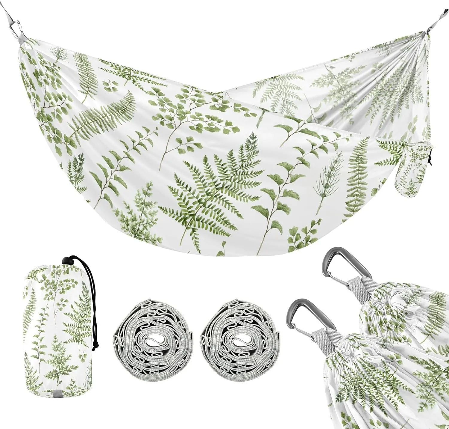 susiyo Portable Camping Hammock Forest Plant Leaves Printed Lightweight Hammock Comfortable Travel Swing with Tree Straps for Camping Hiking Backpacking Travel or Beach - Up to 330lbs