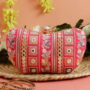 Swisni pink fabric clutch