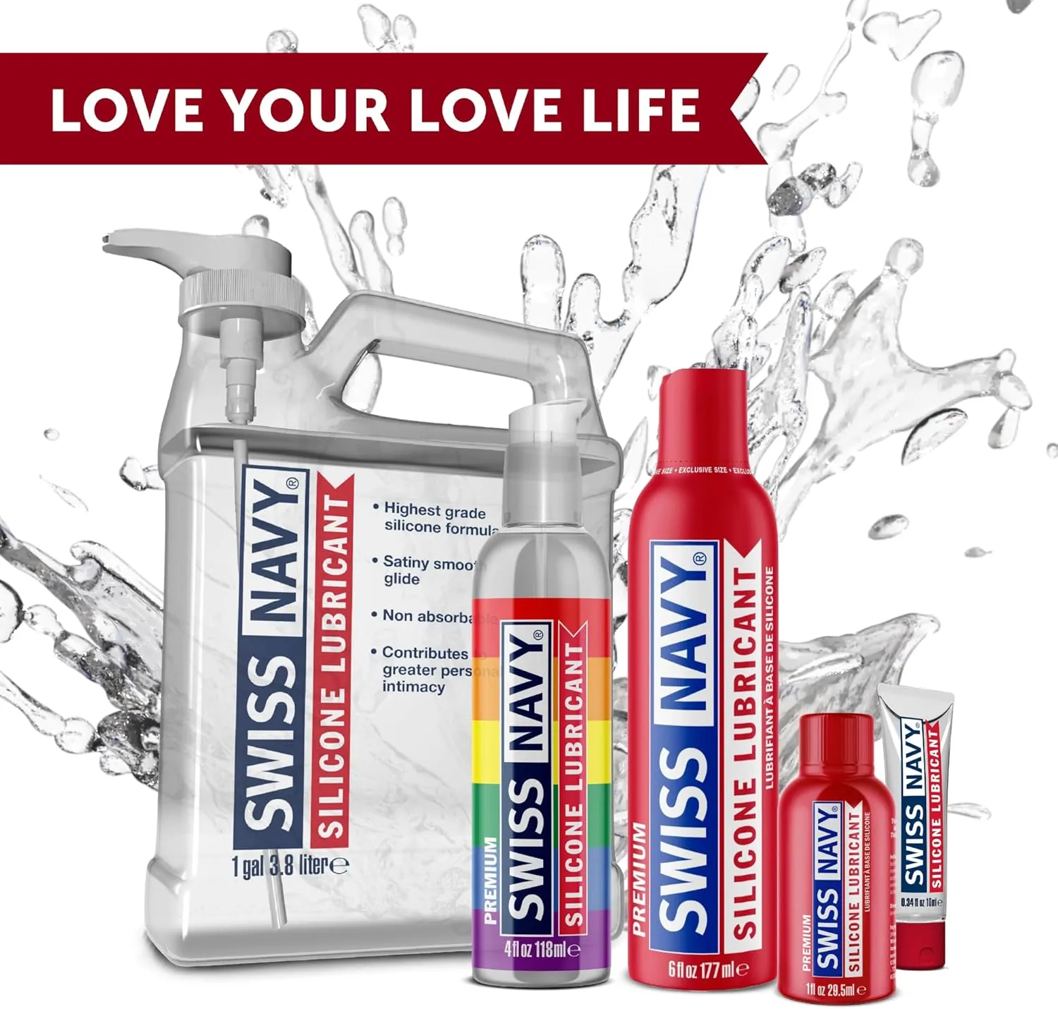 Swiss Navy Premium Silicone Based Lubricant - 6 oz - Personal Lube for Men, Women & Couples - Condom, Latex Safe - Hypoallergenic - Unscented