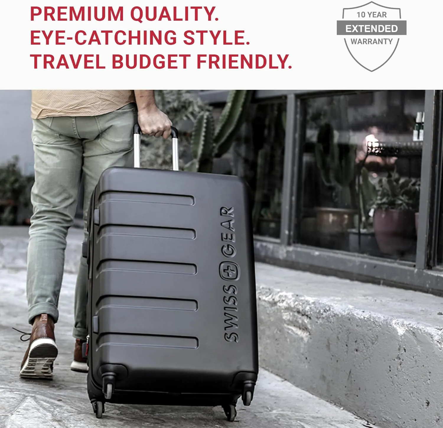 SwissGear 7366 Hardside Expandable Luggage with Spinner Wheels, White, Carry-On 19-Inch
