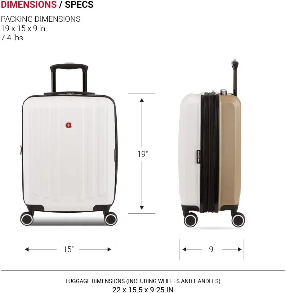 SwissGear Duet Hardside Expandable Luggage with Spinner Wheels, Ivory/Taupe, Carry-On 19-Inch