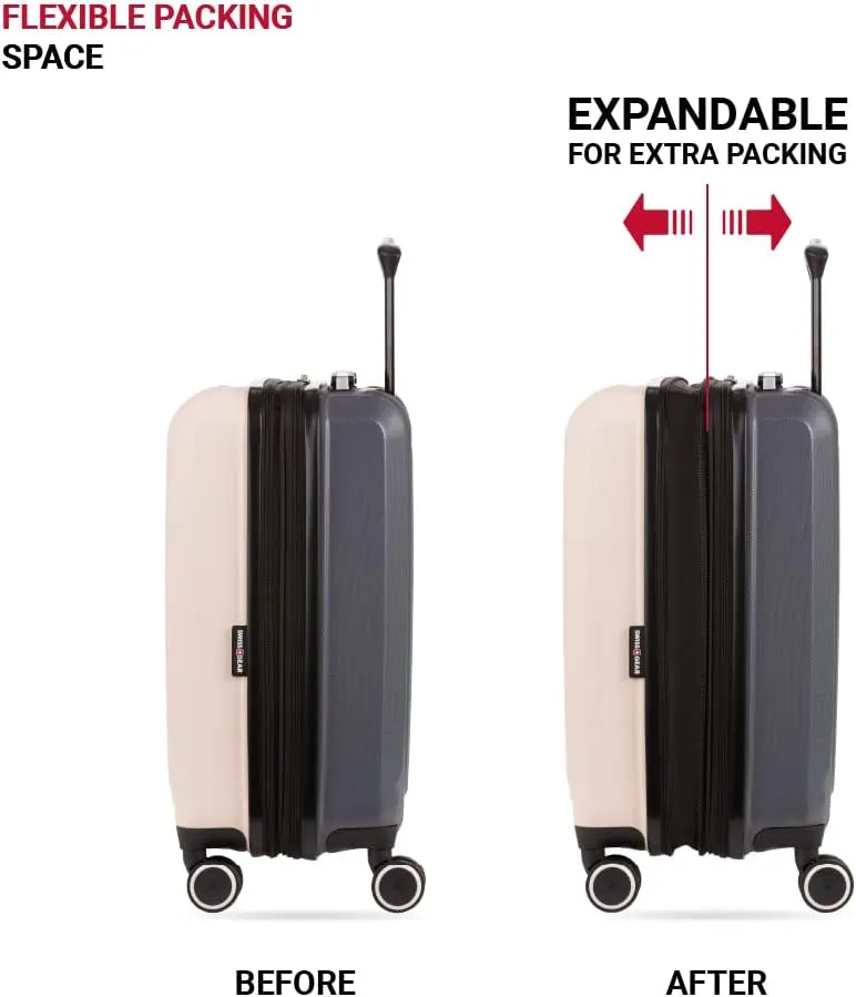 SwissGear Duet Hardside Expandable Luggage with Spinner Wheels, Pink/Dark Grey, Carry-On 19-Inch